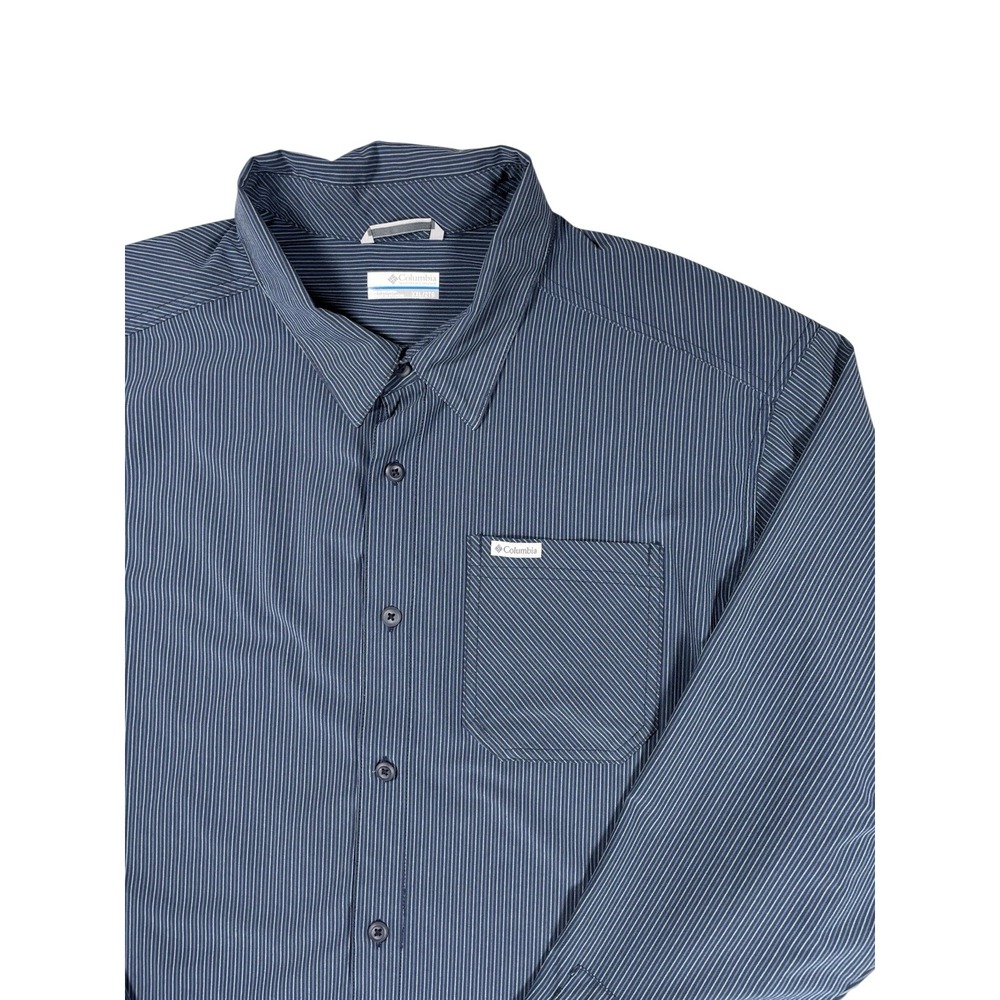 Columbia Sportswear Mens XXL Blue Pinstripe Long Sleeve Button Down Shirt